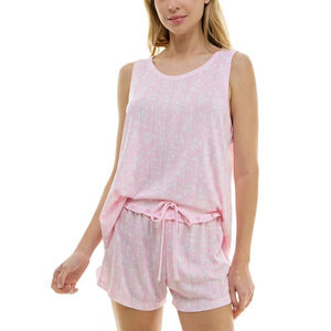 Roudelain Size XL 2PC Pink & White Tank & Shorts Comfy Soft Pajama Set NWT